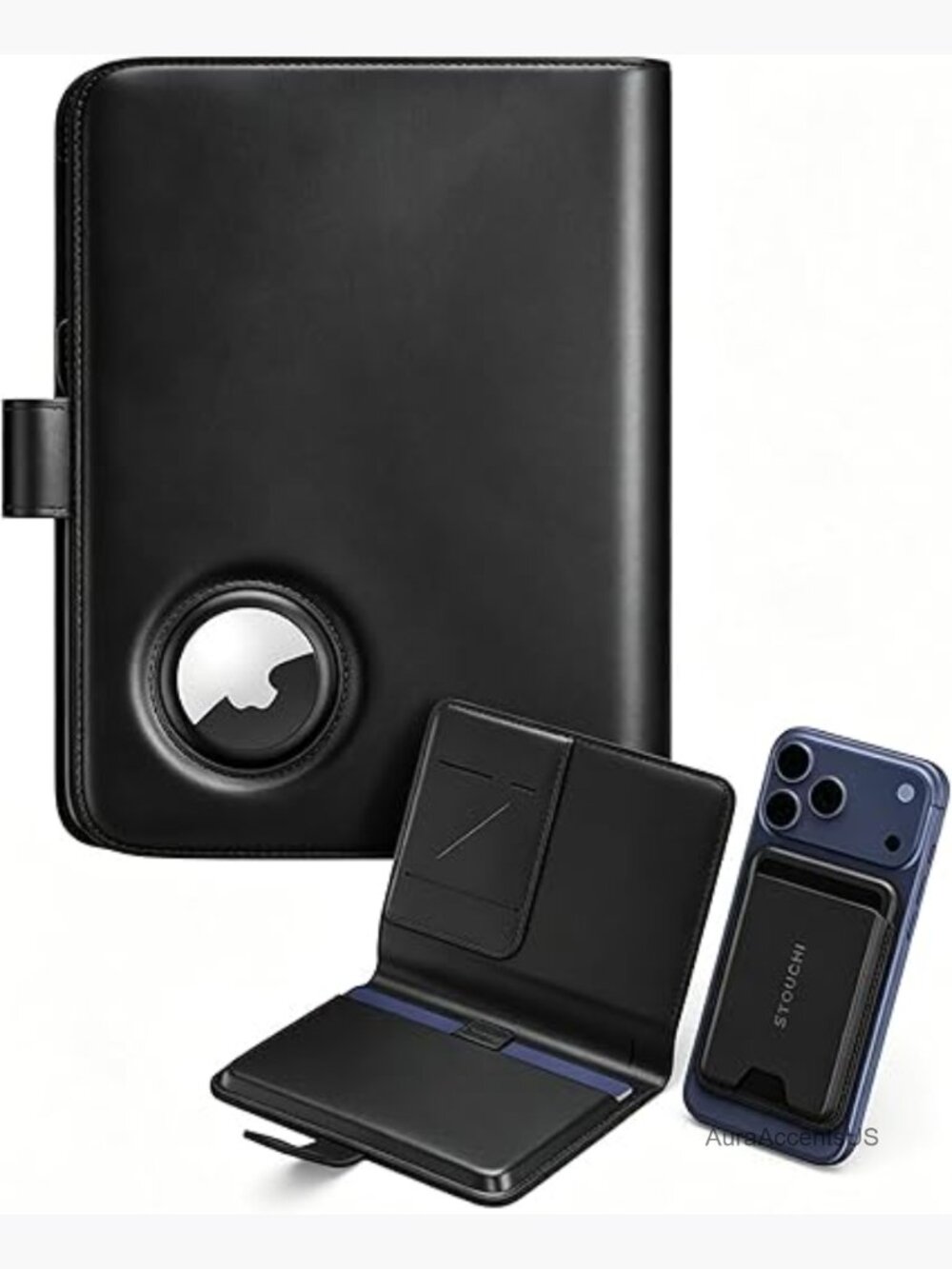 Passport Holder with Detachable Magnetic Card Case RFID Blocking Vegan Leather